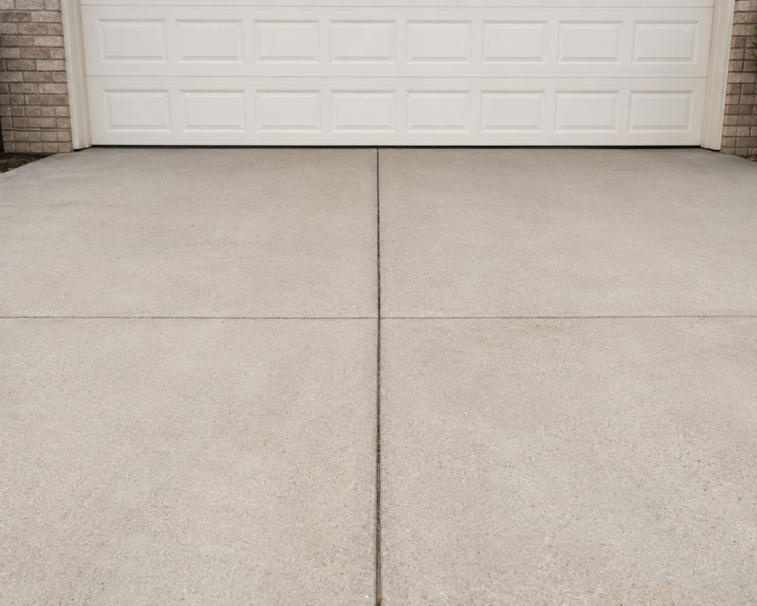 Plain concrete driveway